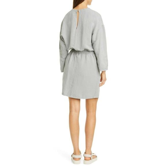 NSF NEW $350 Long Sleeve Linen Blend Lulysia Mini Dress in‎ Gray Petite - Picture 2 of 6
